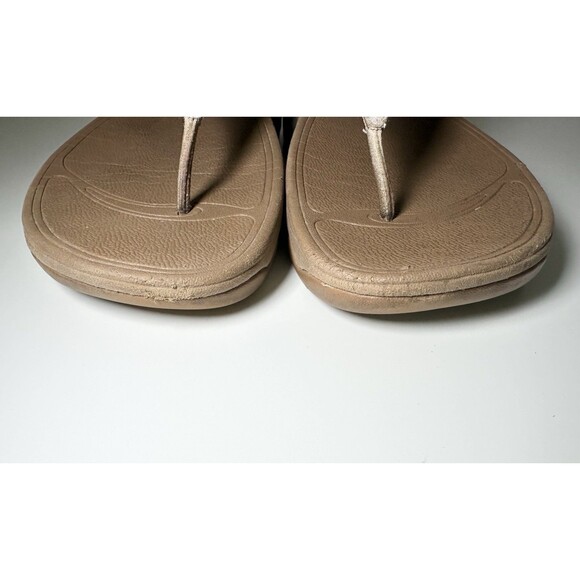 FitFlop Lulu Sparkly Rhinestone Nude Gold Thong Flip Flop Wedge Cushion Women 10 - Picture 7 of 14